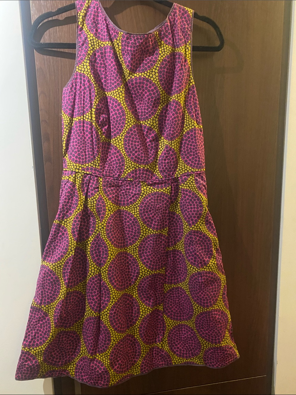 Sleeveless Pink & Yellow Circle Print Dress